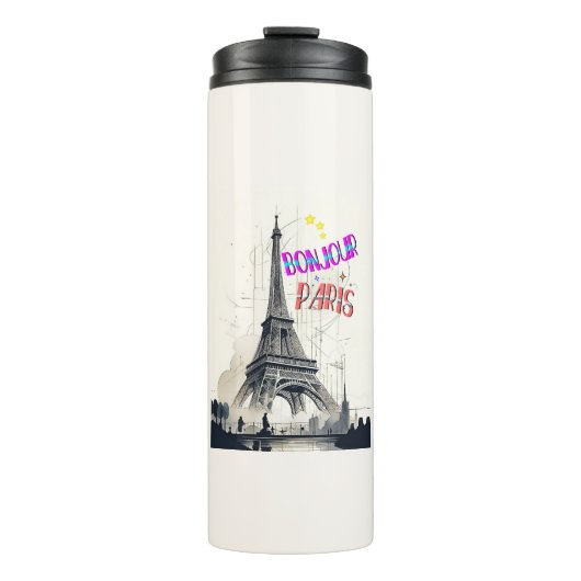 Hallo Farbige Paris Thermosbecher (Vorderseite)