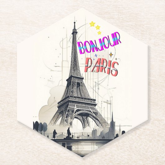 Hallo Farbige Paris Untersetzer (Vorderseite)