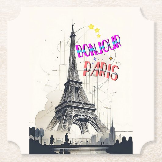 Hallo Farbige Paris Untersetzer (Vorderseite)