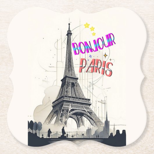 Hallo Farbige Paris Untersetzer (Vorderseite)