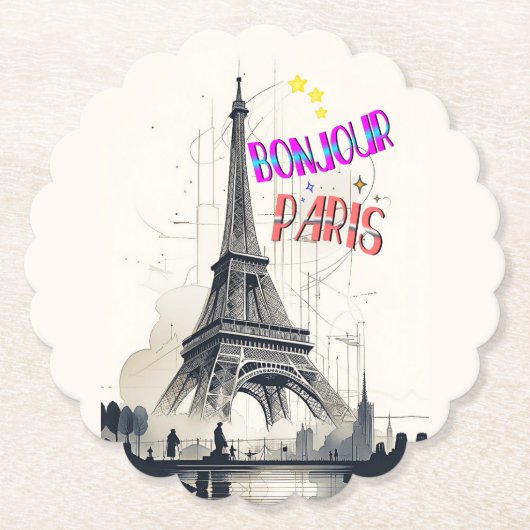 Hallo Farbige Paris Untersetzer (Vorderseite)