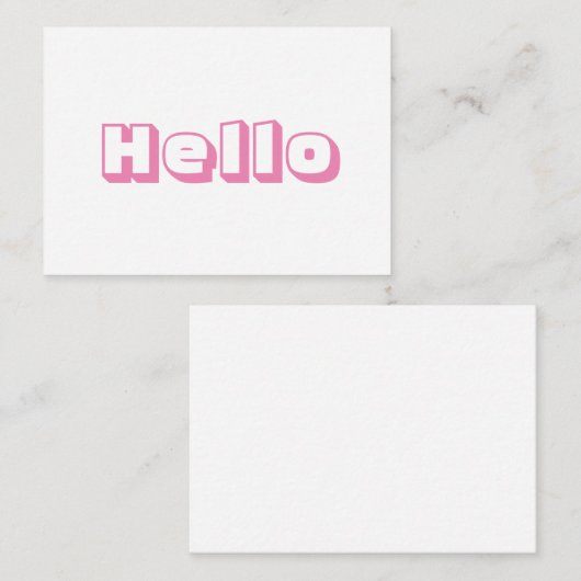 Hallo, fett, moderne rosa weiße Karte (Vorne/Hinten)