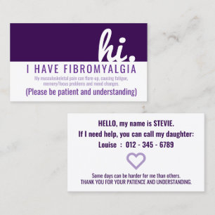 Hallo Fibromyalgie Geduld PVC Abzeichen Visitenkarte