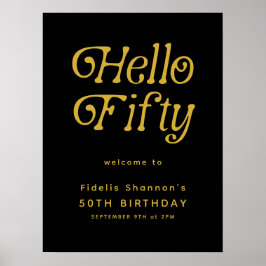 Hallo Fifty Retro | 50. Geburtstag Begrüßungszeich Poster