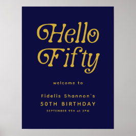 Hallo Fifty Retro | 50. Geburtstag Begrüßungszeich Poster