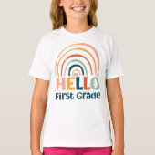 Hallo First Grade boho Regenbogenschule bunt T-Shirt (Vorderseite)