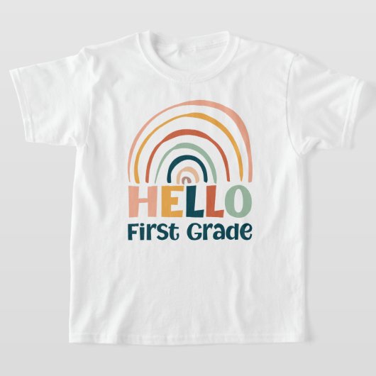 Hallo First Grade boho Regenbogenschule bunt T-Shirt (Ablage )