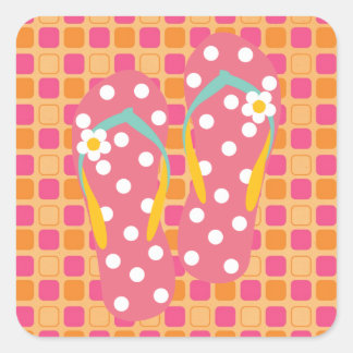 Hallo Flip Flops Quadratischer Aufkleber