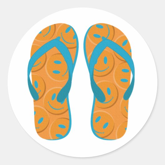 Hallo Flip Flops Runder Aufkleber (Vorderseite)