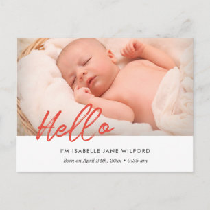 Hallo - Foto zur Geburtsankündigung Postkarte