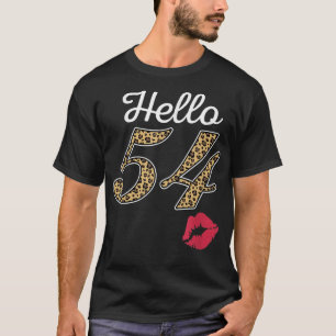 Hallo Frauen 54 Jahre alt 1967 Leopard Print Kisse T-Shirt