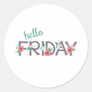 Hallo Freitag Runder Aufkleber