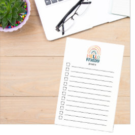 Hallo Freitag Spaß Regenbogen Retro bunt boho Post-it Klebezettel