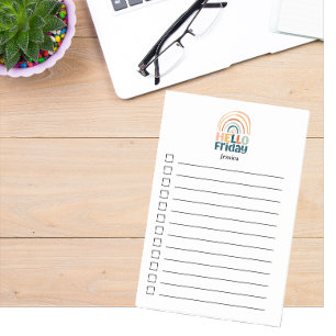 Hallo Freitag Spaß Regenbogen Retro bunt boho Post-it Klebezettel