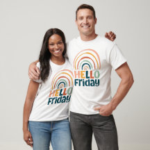 Hallo Freitag Spaß Regenbogen Retro farbenfroh Boh