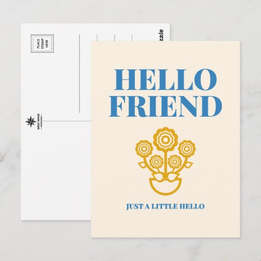 Hallo Freund Florale Typografie Postkarte (Vorne/Hinten)