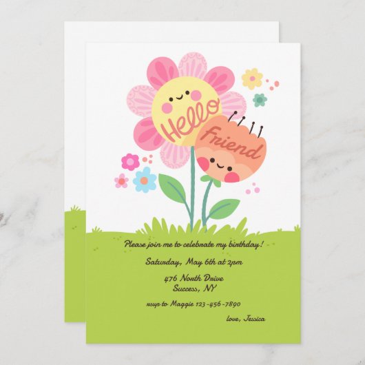 Hallo Freund Geburtstagsparty Einladung (Vorne/Hinten)