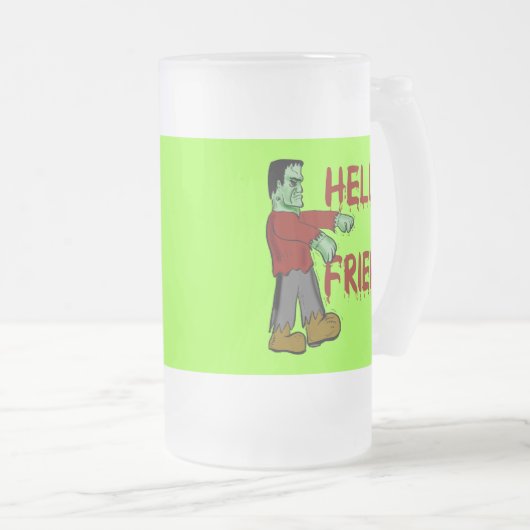 Hallo Freund gruselige Frankenstein T-Shirts, Mattglas Bierglas (VorderseiteRechts)