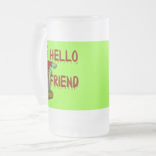 Hallo Freund gruselige Frankenstein T-Shirts, Mattglas Bierglas (Vorderseite Links)