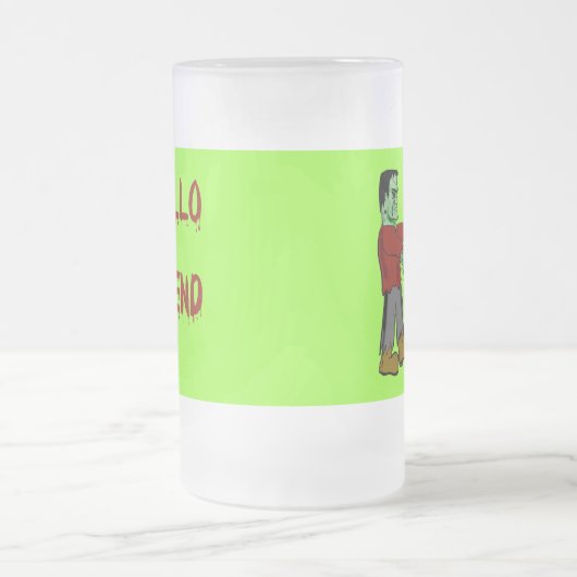 Hallo Freund gruselige Frankenstein T-Shirts, Mattglas Bierglas (Mittel)