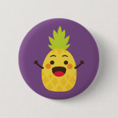 Hallo Freunde! Ananas-Illustration Button (Vorderseite)