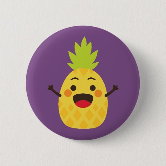 Hallo Freunde! Ananas-Illustration Button (Vorderseite)