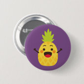 Hallo Freunde! Ananas-Illustration Button (Vorne & Hinten)