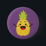 Hallo Freunde! Ananas-Illustration Button<br><div class="desc">Niedliche und freundliche Ananas heißen Sie immer mit Lächeln und Freude willkommen :). Sie können die Hintergrundfarbe anpassen.</div>