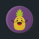 Hallo Freunde! Ananas-Illustration Button<br><div class="desc">Niedliche und freundliche Ananas heißen Sie immer mit Lächeln und Freude willkommen :). Sie können die Hintergrundfarbe anpassen.</div>