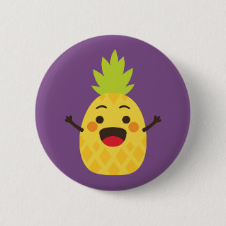 Hallo Freunde! Ananas-Illustration Button