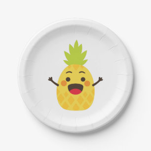 Hallo Freunde! Ananas-Illustration Pappteller
