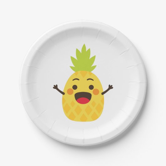Hallo Freunde! Ananas-Illustration Pappteller (Vorderseite)
