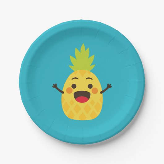 Hallo Freunde! Ananas-Illustration Pappteller (Vorderseite)