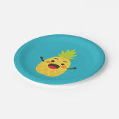 Hallo Freunde! Ananas-Illustration Pappteller (Schrägansicht)