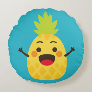 Hallo Freunde! Ananas-Illustration Rundes Kissen