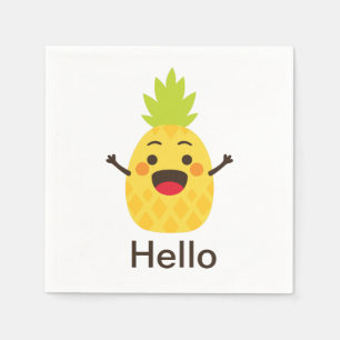 Hallo Freunde! Ananas-Illustration Serviette