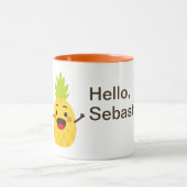Hallo Freunde! Ananas-Illustration Tasse (Zentrum)