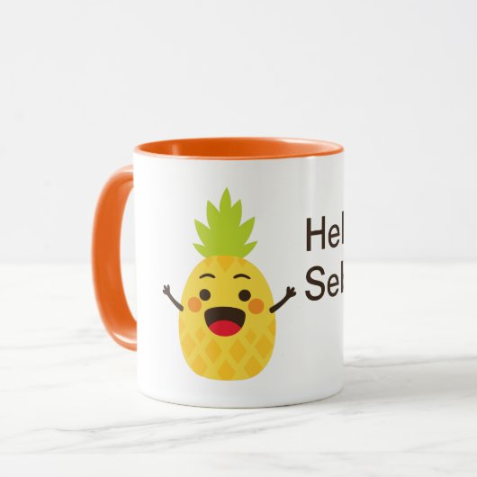 Hallo Freunde! Ananas-Illustration Tasse (Vorderseite Links)