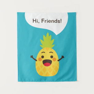 Hallo Freunde! Ananas-Illustration Wandteppich