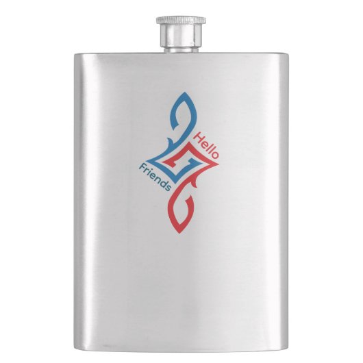 Hallo Freunde Einfaches Glückliches Grußdesign Flachmann (Vorderseite)