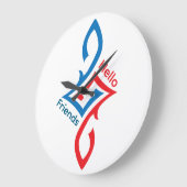 Hallo Freunde Einfaches Glückliches Grußdesign Große Wanduhr (Winkel)