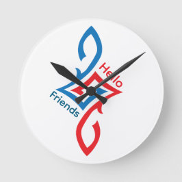 Hallo Freunde Einfaches Glückliches Grußdesign Runde Wanduhr