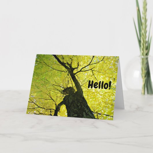 "Hallo!" Friendly Tree Card Karte (Vorderseite)