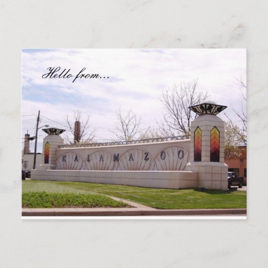 Hallo, From. Kalamazoo Postkarte (Vorderseite)