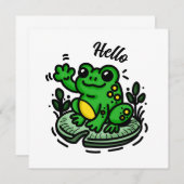 Hallo  | Frosch auf Lily Pad Hand Drawing (Vorne/Hinten)