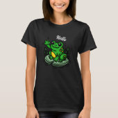 Hallo | Frosch auf Lily Pad Hand Drawing T-Shirt (Vorderseite)