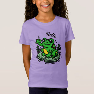 Hallo    Frosch auf Lily Pad Hand Drawing T-Shirt