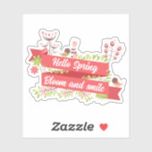 Hallo Frühling, Bloom und Lächeln Aufkleber (Blatt)