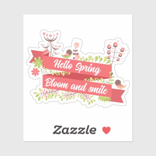 Hallo Frühling, Bloom und Lächeln Aufkleber (Blatt)