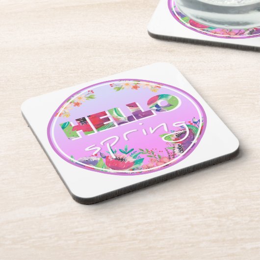 Hallo Frühling, Blume, Kreis Getränkeuntersetzer (Linke Seite)
